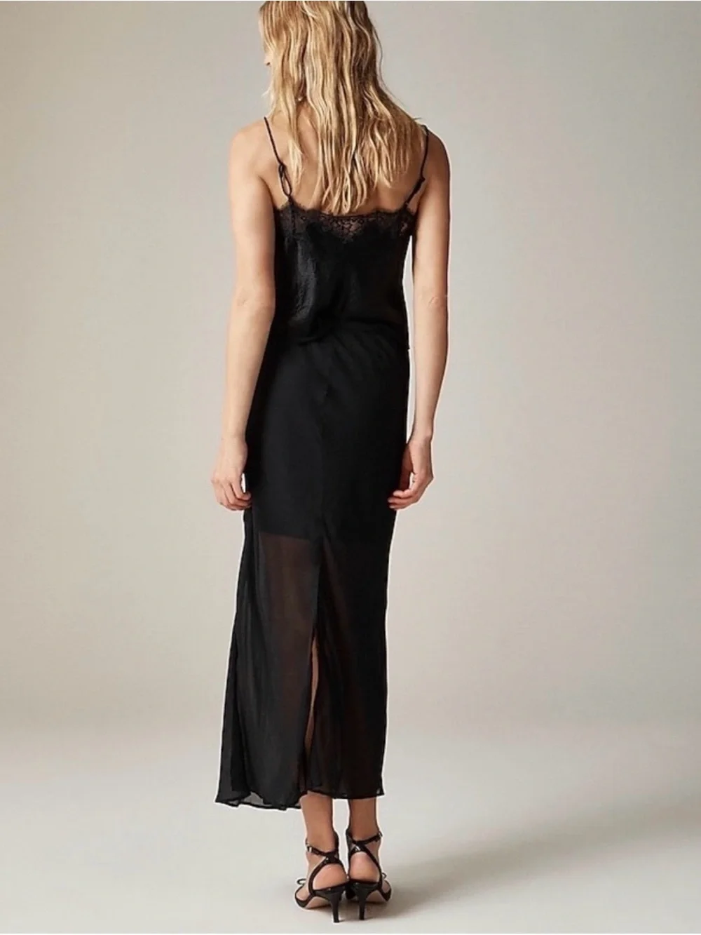 J. Crew Gwyneth Skirt in Chiffon Black Sheer Midi Lightweight Formal
